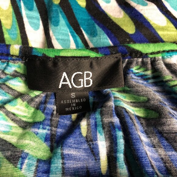 AGB Top Womens Size Small Black Blue Green Short Sleeve Scoop Neck Shirt - Picture 6 of 7